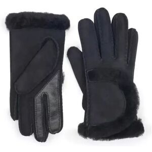 UGG Women’s Spill seam tech enabled suede shearing gloves black NWT $155